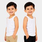 Boys White Cotton Round Neck Vest, सफ़ेद, small