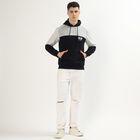 Men's Black and Grey Hooded Casual Sweatshirt, नेवी ब्लू, small image number null