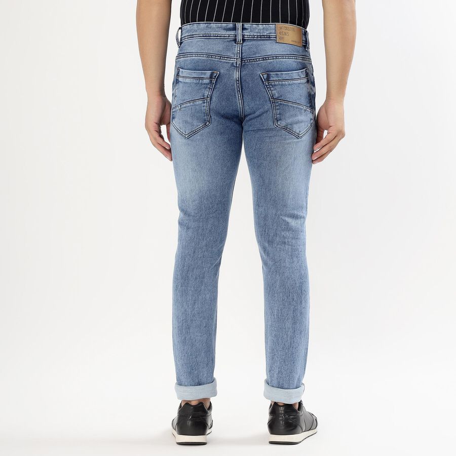 Men's Light Blue Skinny Fit Faded Jeans, Mid Blue, large image number null