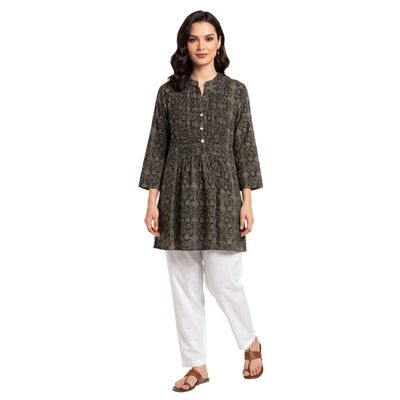 Women's Grey Solid Straight Kurta