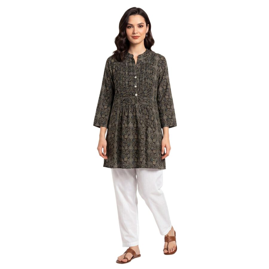 Women's Grey Solid Straight Kurta, गहरा हरा, large