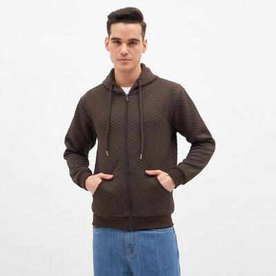 Men's Dark Chocolate Hooded Casual Sweatshirt