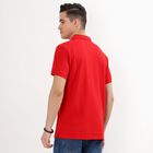 Men's Collared Half Sleeves T-Shirt, लाल, small