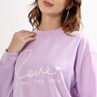 Women's Soft Lavender Crew Neck Casual Sweatshirt, लाइलेक, small image number null