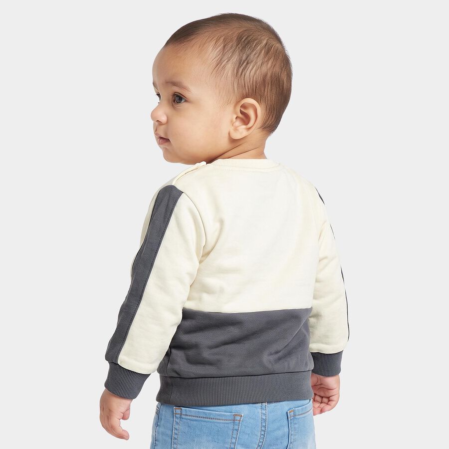 Infants' Dark Grey Cotton Round Neck Pullover Sweatshirt, गहरा ग्रे, large