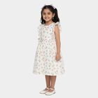 Girls' Soft White Floral Printed Sleeveless Frock, Off White, small
