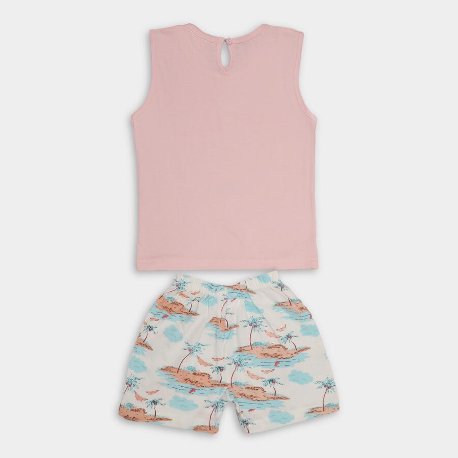 Infant Girls' 100% Cotton Short Set, हल्का गुलाबी, large image number null