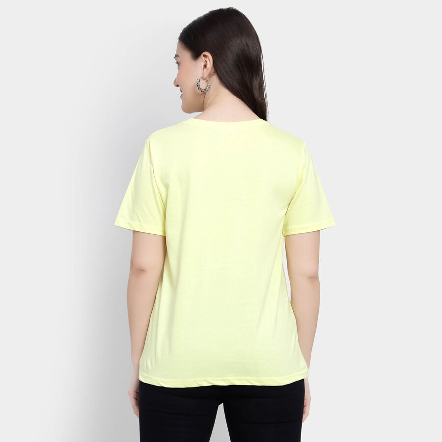 Cotton Round Neck T-Shirt, Yellow, large image number null