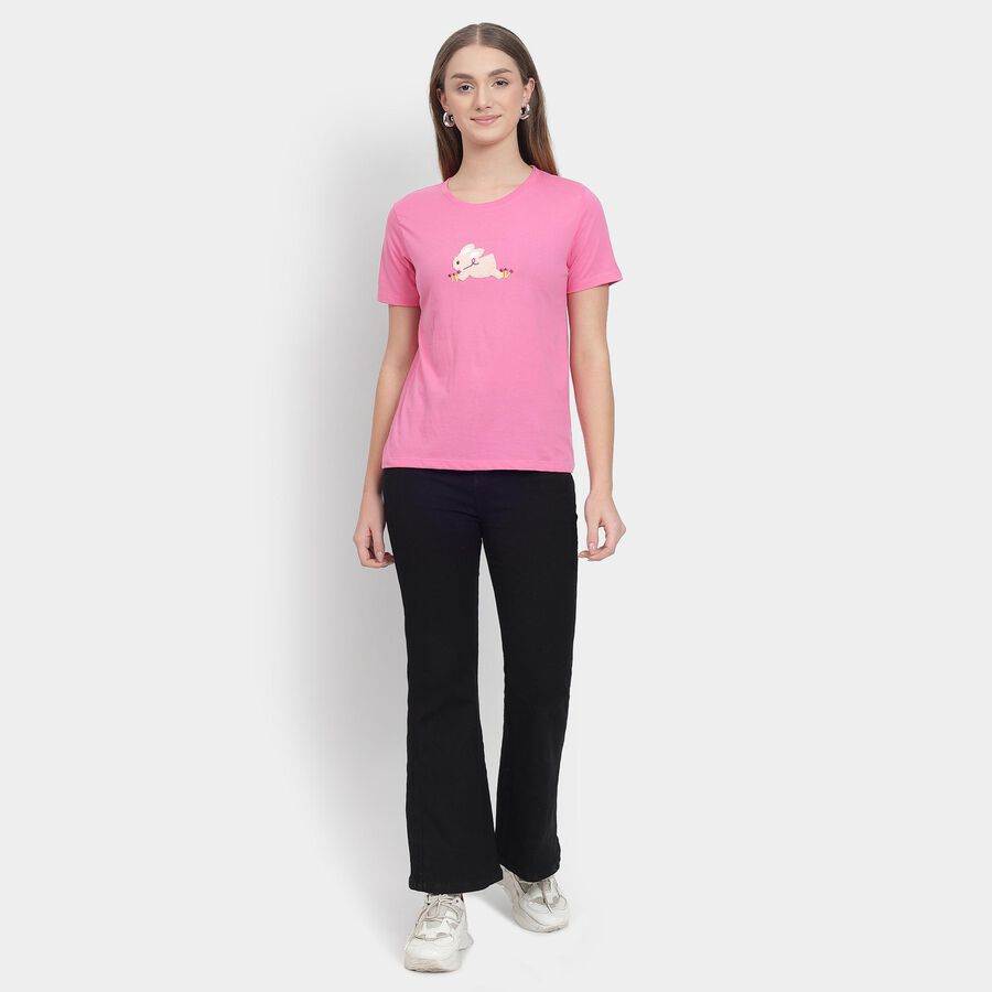 Ladies' Round Neck T-Shirt , Fuchsia, large image number null