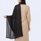 Women's Black Cotton Blend Embroidered Dupatta, Black, small