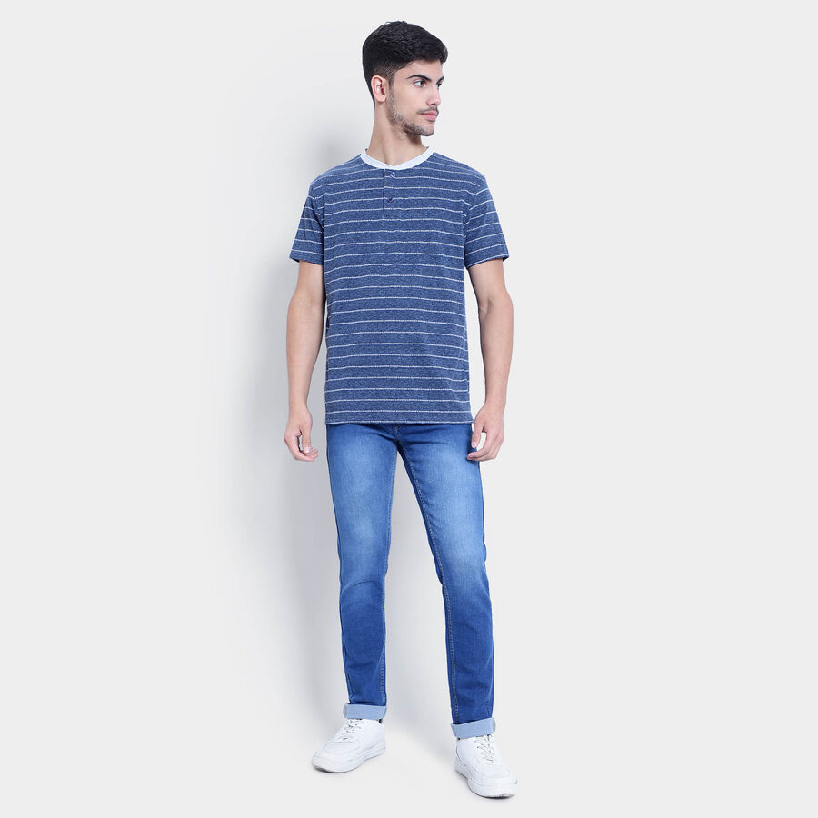 Stripes Henley T-Shirt, Navy Blue, large image number null