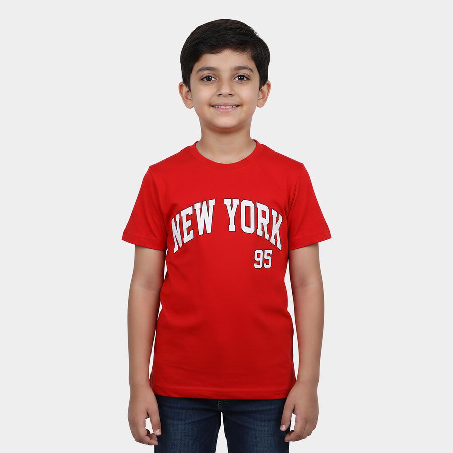 Boys' Half Sleeves T-Shirt, Red, large