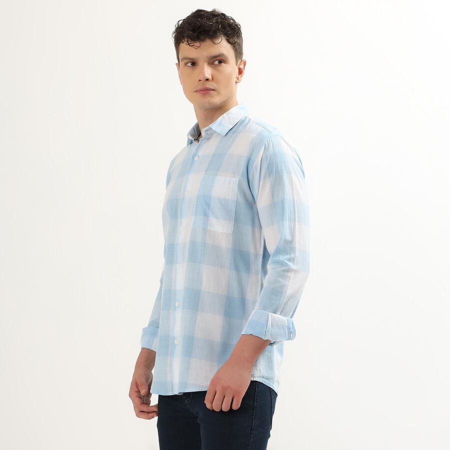 Men's Light Blue Cotton Regular Collar Casual Shirt, Light Blue, large image number null