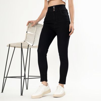Women's Jet Black High-Rise Skinny Fit Jeans