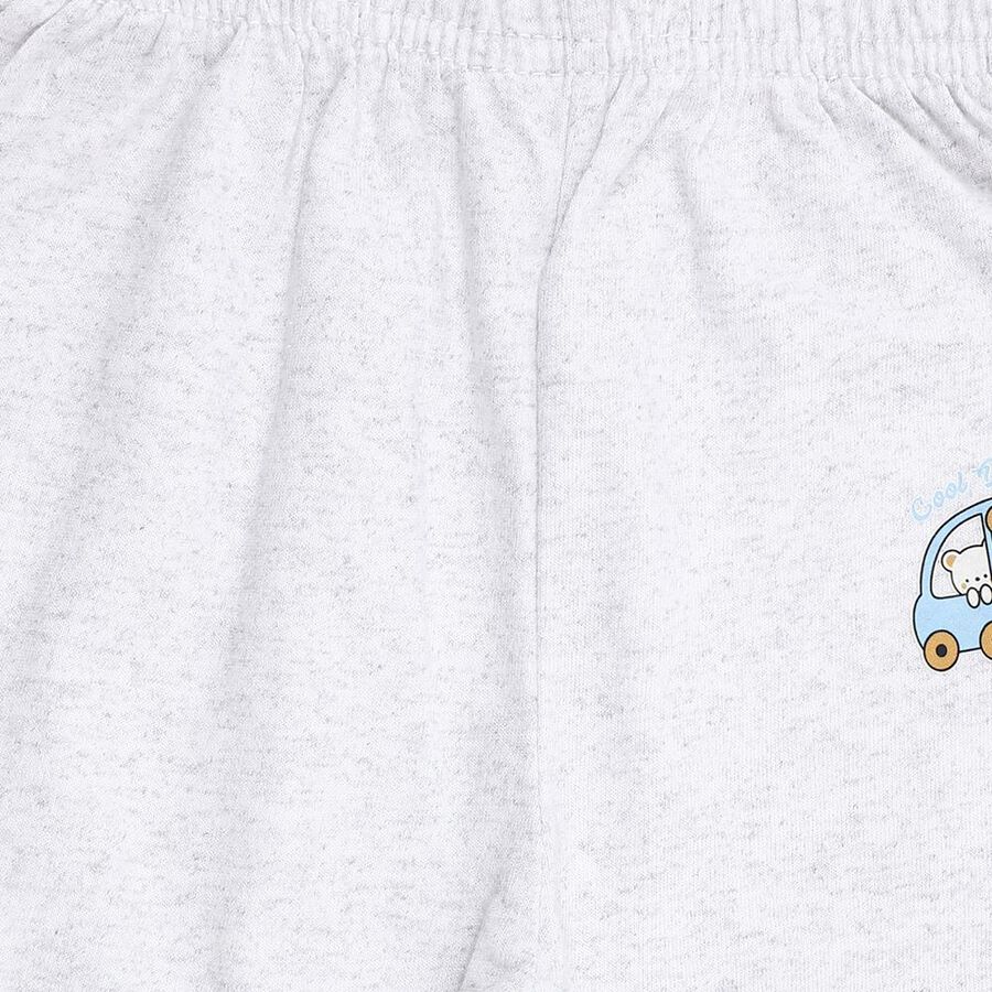 Infants Light Grey Printed Cotton Blend Pyjama, मिश्रित हल्का ग्रे, large image number null
