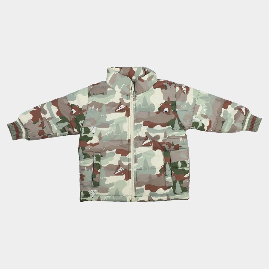Infants Light Green Stand Collar Puffer Jacket, Light Green, large