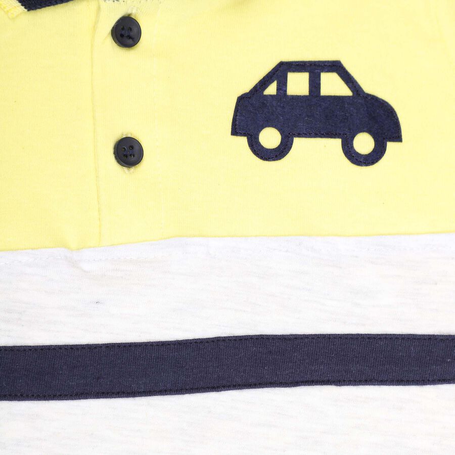 Infants Cotton Polo Style Baba Suit, Yellow, large image number null