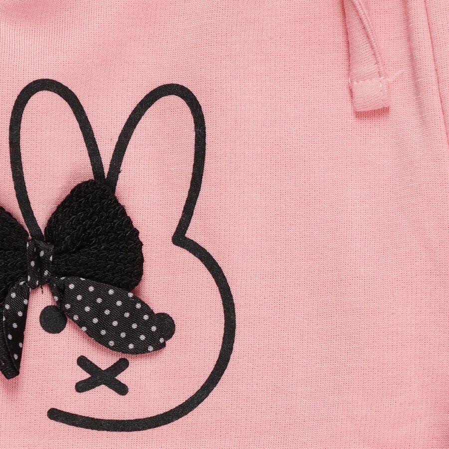 Girls' Light Pink Bunny Printed Elastic Waist Pyjama, हल्का गुलाबी, large image number null