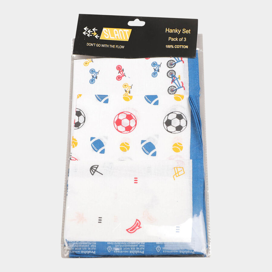 Boys Cotton Handkerchief, White, large image number null