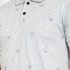 Printed Polo Shirt, Melange Light Grey, small image number null