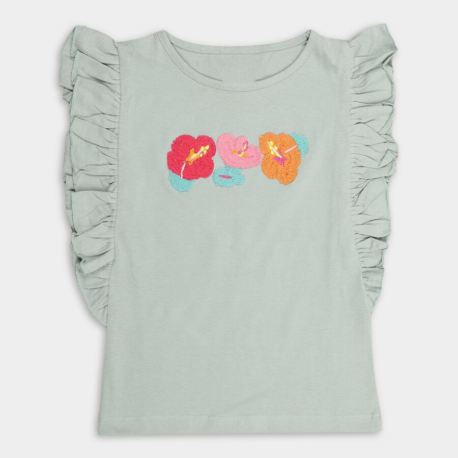 Girls' 100% Cotton T-Shirt, Light Green, large