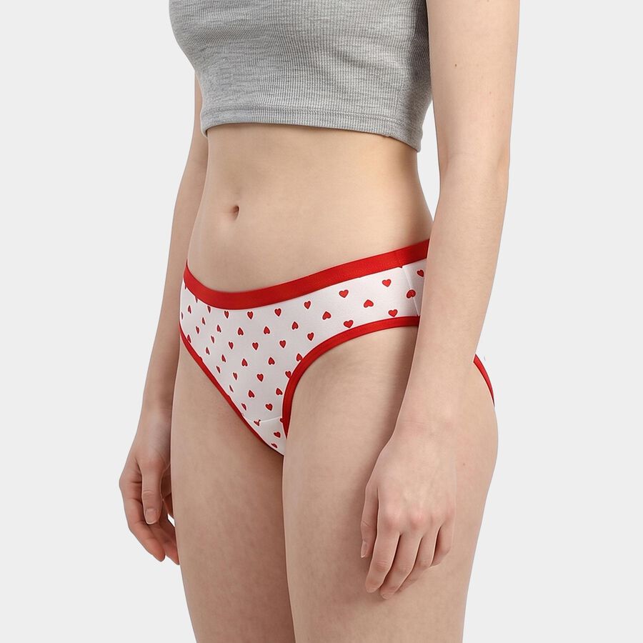 Women's White Regular Fit Printed Panty, White, large