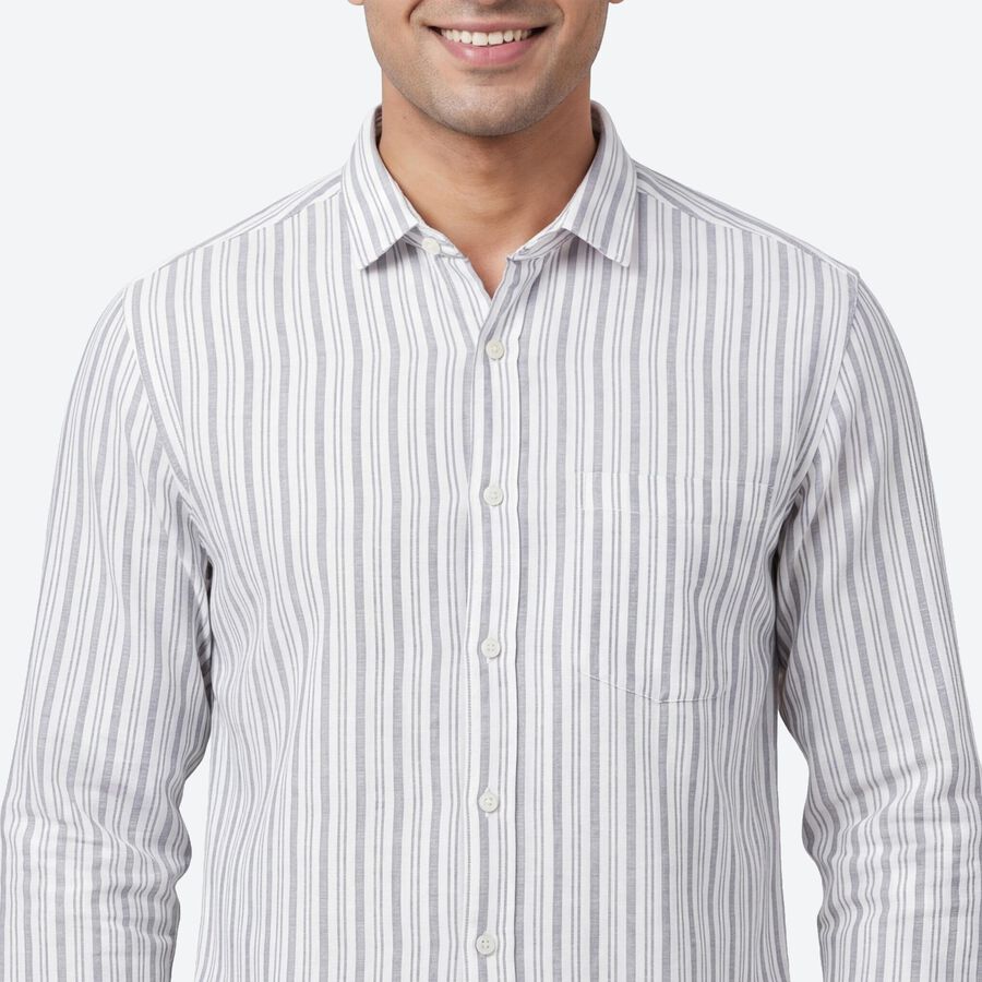 Men's Light Grey Cotton Casual Shirt, हल्का ग्रे, large