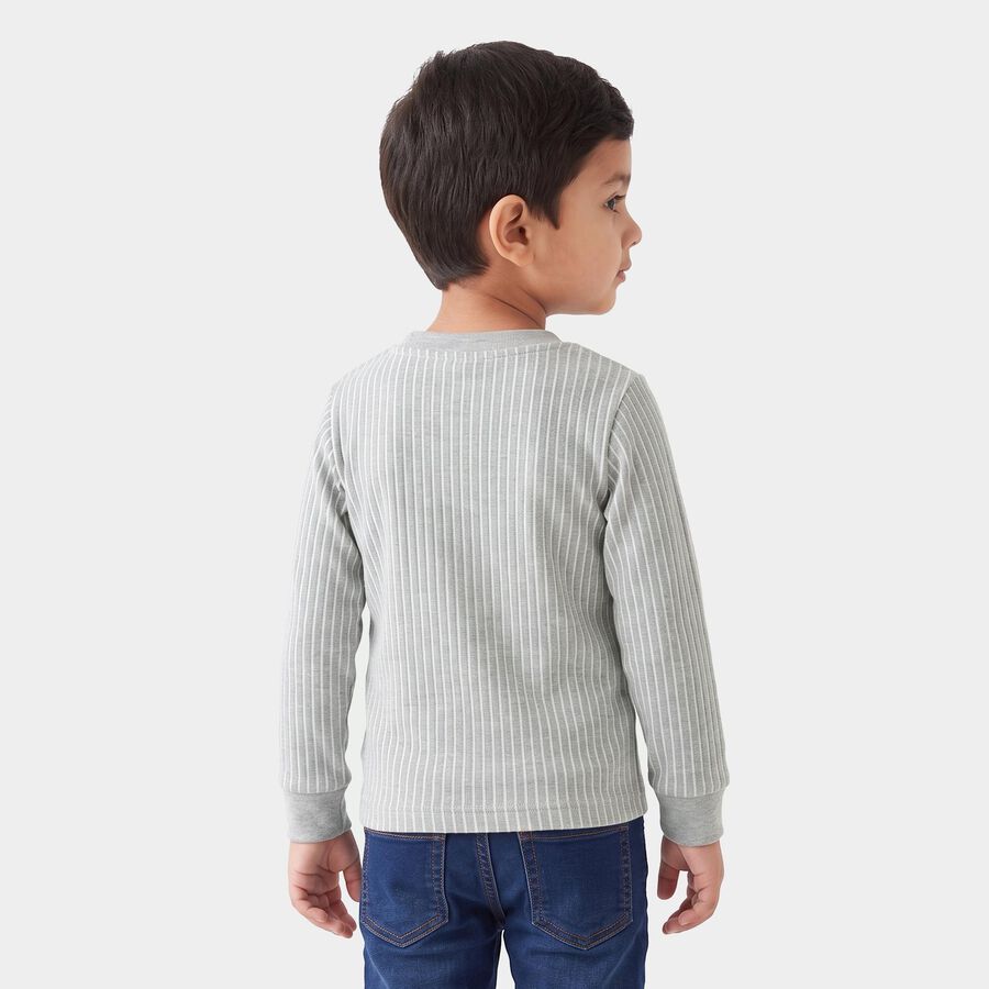 Boys' Grey Long Sleeve Thermal, मिश्रित मध्यम ग्रे, large
