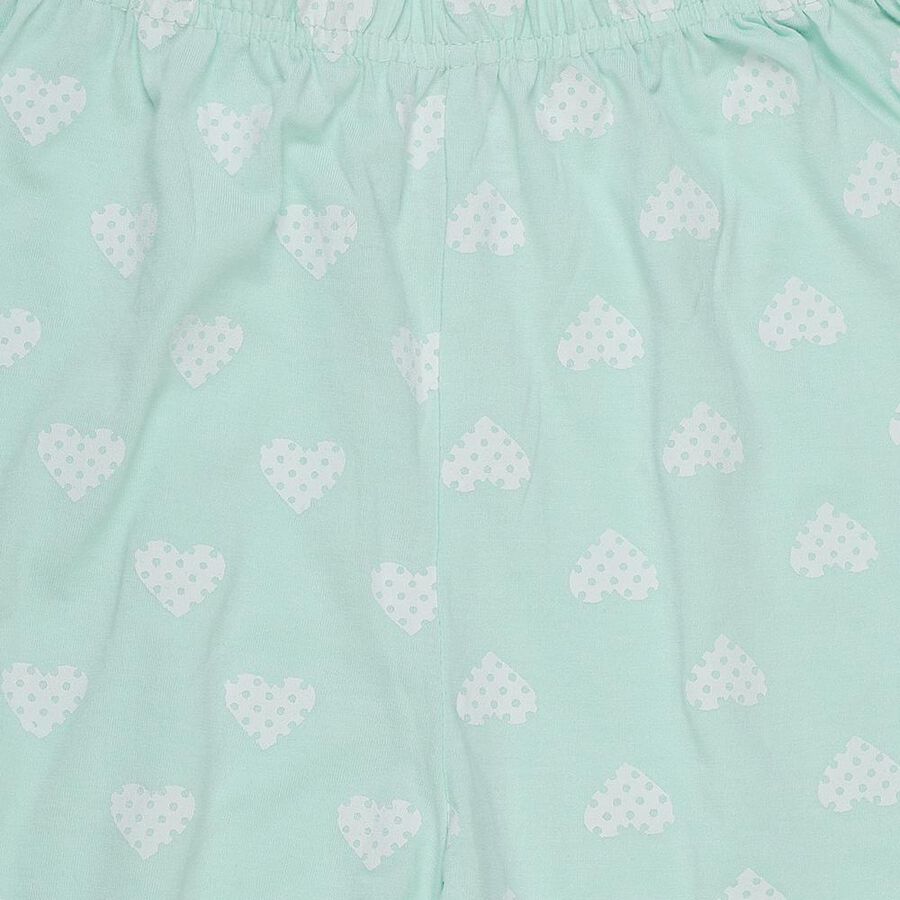 Girls' Light Green Cotton Blend Minimalist Pyjama, Light Green, large