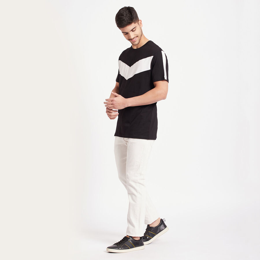 Cotton Round Neck T-Shirt, काला, large image number null