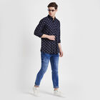 Cotton Printed Casual Shirt, Navy Blue, small image number null