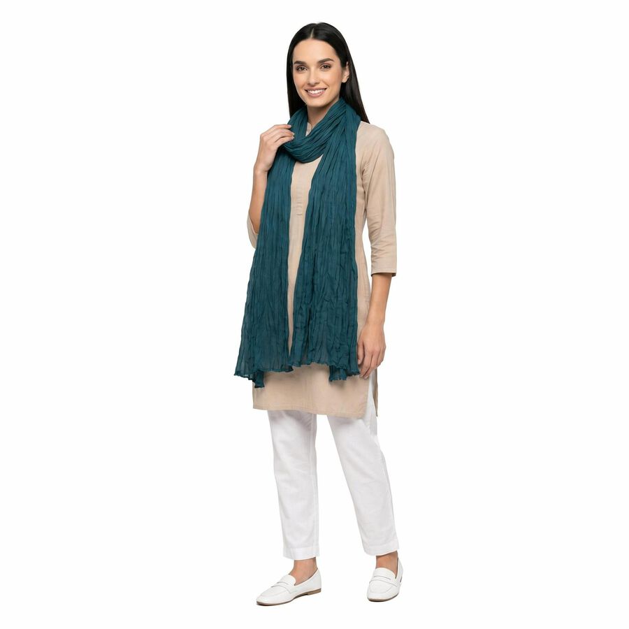 Women's Blue Solid Dupatta, Mid Blue, large