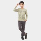 Boys Green Round Neck Regular Boys T-Shirt, Light Green, small
