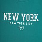 Boys' Teal Green Cotton Blend Round Neck Casual T-Shirt, Dark Green, small image number null