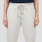 Women's Grey Jogger Fit Solid Track Pants, Melange Light Grey, small