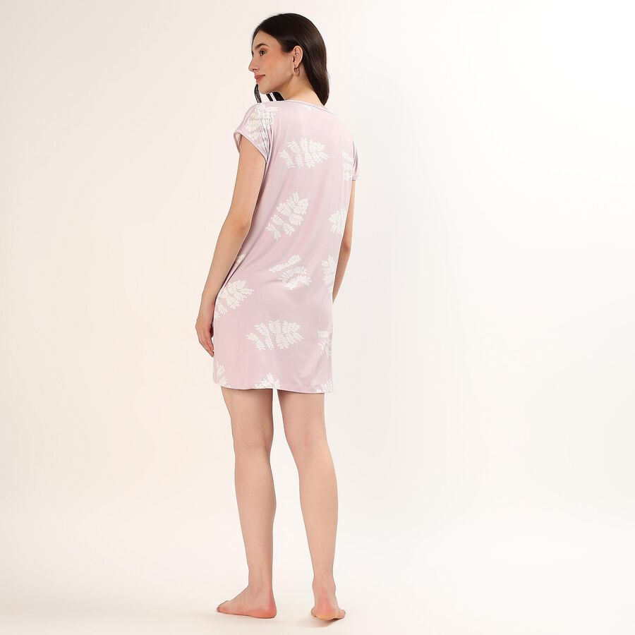 Women's Lilac Round Neck Minimalist Nighty, Lilac, large