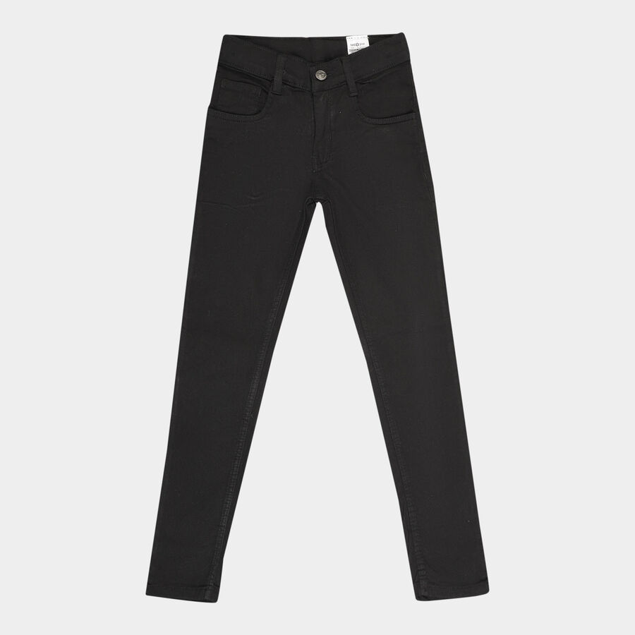 Girls Buttoned Jeans, Black, large image number null
