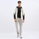 Men's Light Beige and Black Hooded Athleisure Jacket, Beige, small image number null