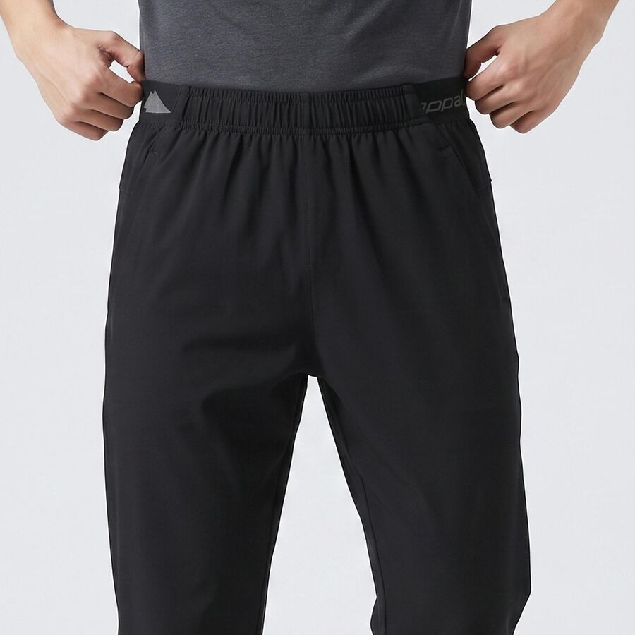 Men's Black Straight Fit Solid Track Pants, काला, large
