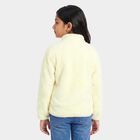 Girls' Cream High Neck Zip-Up Sweatshirt, ऑफ व्हाइट, small