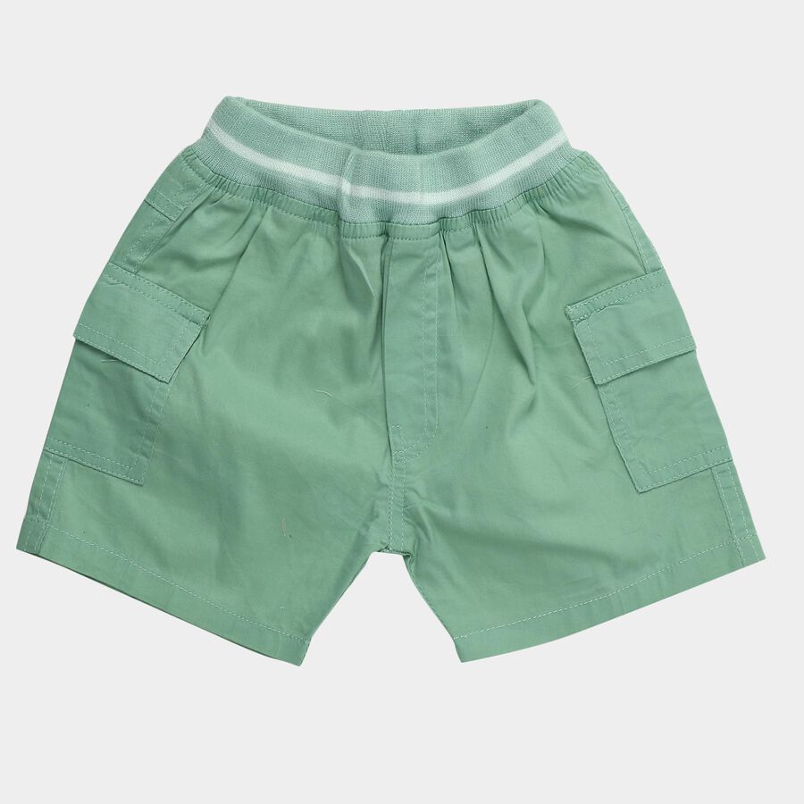 Infants' Mint Green Regular Fit Cargo Half Pant, Light Green, large