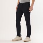 Men's Slim Fit Casual Trousers, Navy Blue, small