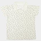 Girls Off White Polo Neck Polo T-Shirt, ऑफ व्हाइट, small