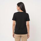 Women's Black Round Neck Regular T-Shirt, Black, small