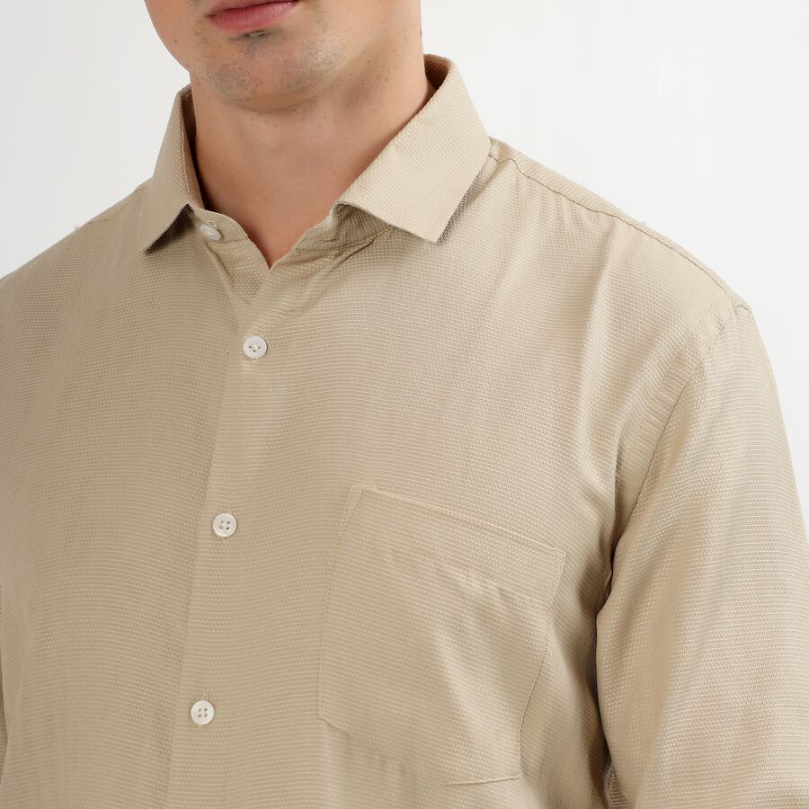 Men's Light Beige Classic Formal Shirt, गहरा पीला, large