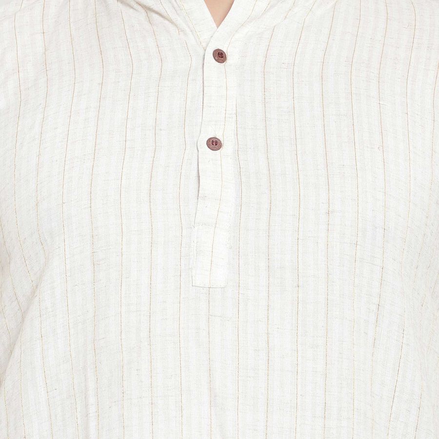 Printed Mandarin Collar Kurta, Off White, large image number null