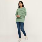 Girls Light Sage Green Crew Neck Casual Pullover, हल्का हरा, small image number null
