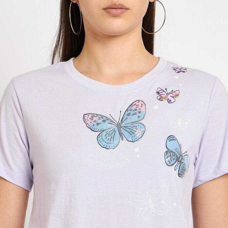 Ladies' Round Neck T-Shirt , Lilac, large image number null