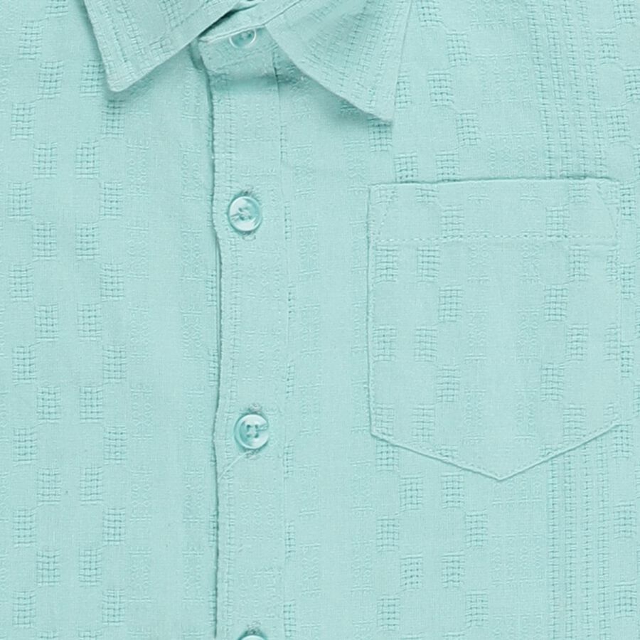 Boys Mint Green Cotton Half Sleeve Classic Casual Shirt, Aqua, large image number null