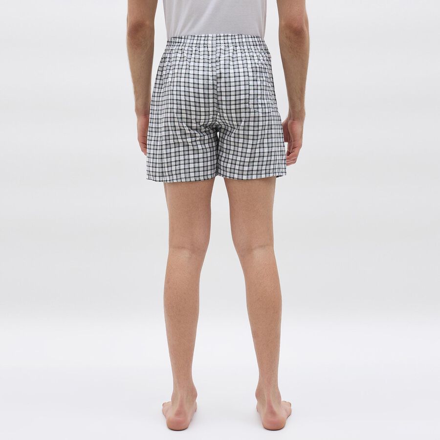 Men's Black and White Checkered Relaxed Fit Boxers, Dark Grey, large image number null